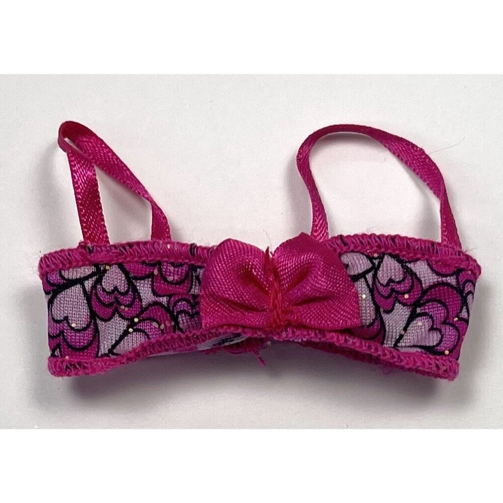 2013 MATTEL Basic Beach BARBIE Replacement Pink Black Heart Bikini Swim Top ONLY